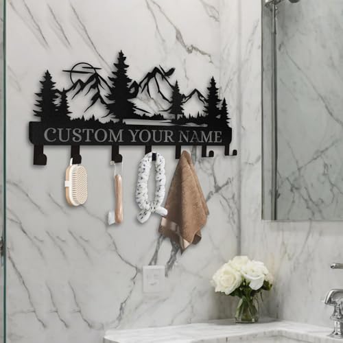 Personalized Key Holder for Wall | Metal Key Holder Hooks Organizer Rack | Mountain Key Holder Wall Mount | Key Hooks on Wall | Key Hanger Wall Hanging for Kitchen Bedroom Hallway Office - color: 01 Mountain