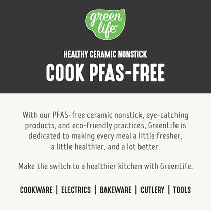 GreenLife 16 Piece Ceramic Nonstick Pots & Pans Cookware Set, Black & Cream | PFAS-Free Nonstick Coating, Stockpot, Frying Pans, Saucepans, Sauté Pan, Stay-Cool Handles, Dishwasher & Oven Safe up to 350F - color: Graphite Black, style: Soft Grip