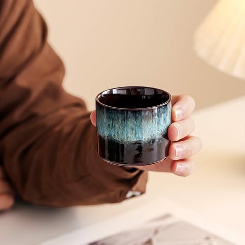 Ceramic Espresso Cups Set of 2, Expresso Shot Cups Double Espresso Cups, Espresso Shot Cups, Demitasse Cups, Tea Cups 3.5oz (2, Blue) - color: Glacial Blue