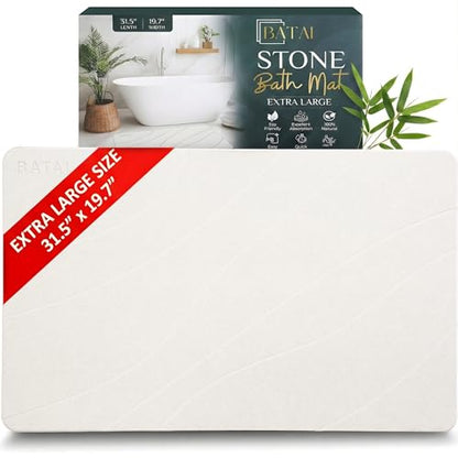 Extra Large Diatomaceous Earth Stone Bath Mat (31.5” x 19.7”) Beige XL | Fast Absorbent Shower Stone Bath Mat For Bathroom - Quick Dry, Easy Clean and Non-Slip Mat - Instant Drying Diatomite Bathmat - color: Beige