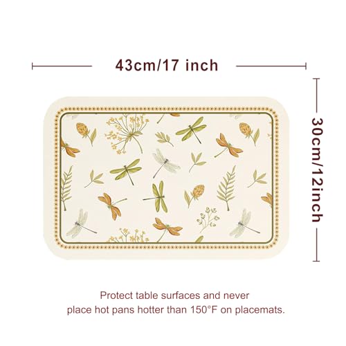 Vinyl Waterproof Placemats Set of 6 Rectangular,12"*17"-Grace B | Wipeable Beautiful Print Place Mats,Stain Resistant,Heat Resistant,Everyday Meals,Kitchen,Dinning,Holiday,Decor - color: Grace B