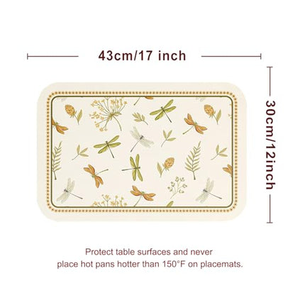 Vinyl Waterproof Placemats Set of 6 Rectangular,12"*17"-Grace B | Wipeable Beautiful Print Place Mats,Stain Resistant,Heat Resistant,Everyday Meals,Kitchen,Dinning,Holiday,Decor - color: Grace B