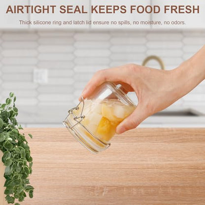 Small Glass Jars with Lids 8 oz, Airtight Clamp Lid Glass Storage Jars, Thick Lead-Free Glass Containers for Pantry Organization, Jam, Yogurt, Overnight Oats, Food Storage - size: 8 fl oz x 12 - Cylinder
