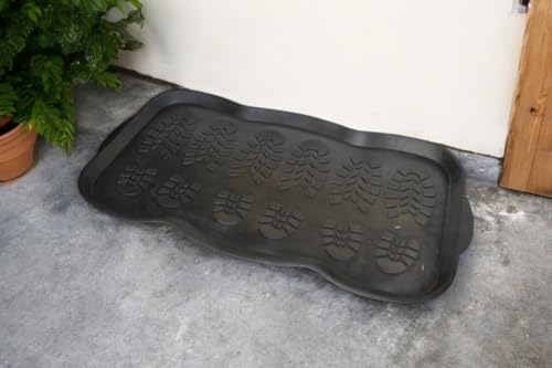 HomeRoots 573983 16 x 32 in. Black Rubber Outdoor Boot Tray