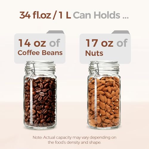 ComSaf Glass Pantry Jars with Airtight Lids 34 oz 3 Pack Coffee Canisters | Flour sugar rice, Sourdough pickling, Pantry organization, Pickling fermenting, Sourdough starter, Cabinet organization - size: 34oz*3