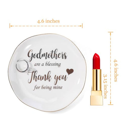 Christmas Mother Day Birthday Gifts for Godmother Ring Dish Jewelry Tray-Godmother Gifts from Godchild-Godmothers Are Blessing,Thank You for Being Mine - style: Godmon