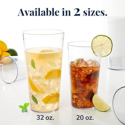 US Acrylic Cafe Plastic Reusable Tumblers, Clear, 32-Ounce, Set of 12 | Iced-Tea Cups, Restaurant Style, Stackable, BPA-Free, Made in USA - color: Clear, size: 32 ounces