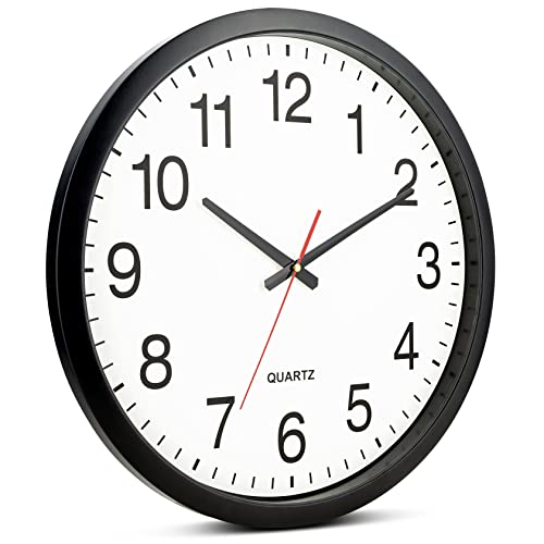 Bernhard Products Black Wall Clock Silent Non Ticking - XL 18 Inch, Set of Two Quality Quartz Battery Operated Round Easy to Read Home/Office/Classroom/School - color: Black, size: 18 Inch - 2 Clocks
