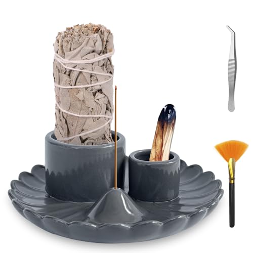 Palo Santo Sticks Holder, 4 in 1 Incense and Candle Holder Black | 4 in 1 Incense and Candle Holder for Ash Catcher Tray for Meditation Yoga Room - color: Black