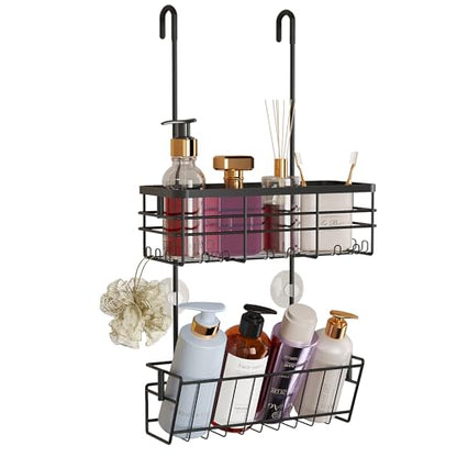 HapiRm Hanging Shower Caddy Organizer - No Drilling Shower Organizer with Inclined Shelf, Rustproof & Waterproof 304 Stainless Steel Bathroom Caddy - Black - color: Black-Inclined Shelf