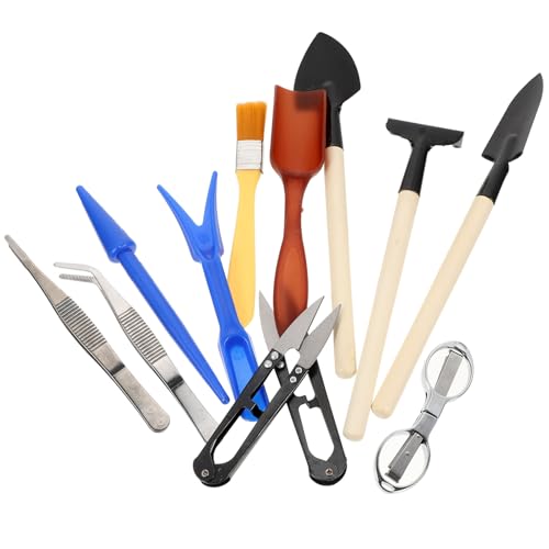 VOSAREA 12pcs Gardening Tool Set for Succulent Planting, Includes Mini Shovels, Soil Trowels, Sprayer Bottle, and Garden Tweezers, Metal Hand Tools for Indoor and Outdoor Potted Plant Care