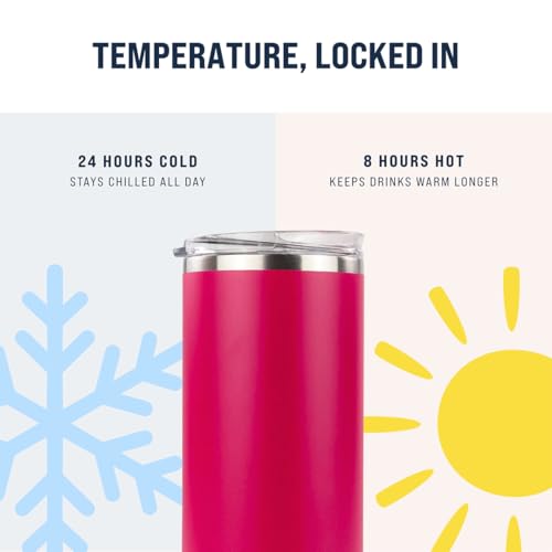 Hogg 20 oz Skinny - Hot Pink, Powder Coated Tumblers for Laser Engraving, Engravable Tumblers Bulk, Stainless Steel Cups Bulk, Insulated Cups with Lids - color: Hot Pink