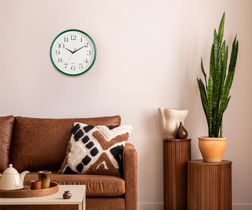 Bernhard Products Hunter Green Wall Clock Silent Non Ticking - 12 Inch Quality Quartz Battery Operated Round Easy to Read Home/Kitchen/Office/Classroom/School Clock - color: Hunter Green, size: 12 Inch