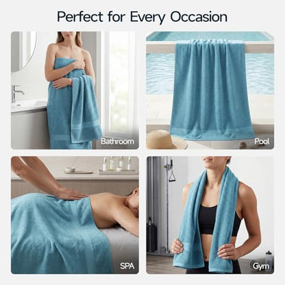 ecolook Ultra Soft 6-Piece Towel Set, 100% Cotton | Lighter Weight, Quick Dry, Highly Absorbent, 2 Bath, 2 Hand, 2 Washcloths, Perfect for Bathroom, Blue - color: Blue
