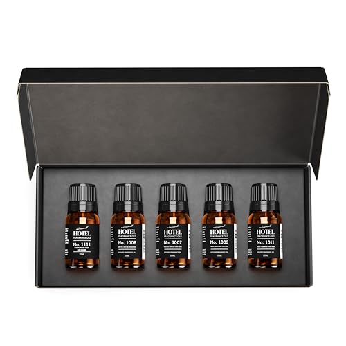 AirScent Hotel Diffuser Oil Gift Set - Most Popular 5-Star Hotel Scents | 5 Pack - 10 mL, 0.34 fl oz Fragrance Oil Set - Inspired by My Way, The Beach Villas and Other Luxury Hotel Scents