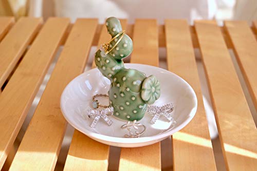 PUDDING CABIN Cactus Gifts for Women Cactus Ring Holder Dish Birthday Gifts for Women Girls Friends, Cactus Decor for Bathroom Nighstand, Wedding Valentine's Day Xmas Gifts Mothers Day Gifs - style: Green Cactus