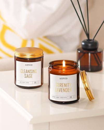 AOOVOO Candle Set - 4PC Scented Candles, 28 oz Soy Candles, Soy Candle for Home Scented, Sage/Jasmine/Eucalyptus/Lavender - style: Sage/Jasmine/Eucalyptus/Lavender