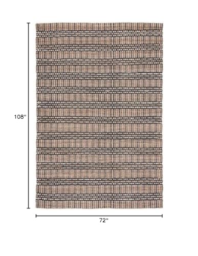 SAFAVIEH Natural Fiber Collection Area Rug - 6' x 9', Black & Natural, Handmade Flat Weave Stripe Jute & Cotton Jute, Ideal for High Traffic Areas in Living Room, Bedroom (NFB651Z) - color: Black/Natural, size: 6' x 9' (Rectangular)