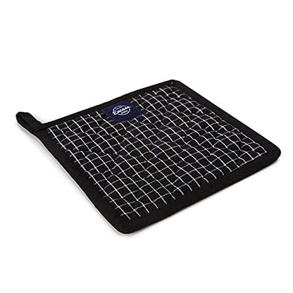Encasa XO Pot Holders, Quilted Kitchen Hot Pads 8"x8" Butcher Checks Black | 100% Eco-Friendly Cotton | Thick Cotton Padding Insulation | Convenient Hanging Loop | Set of 2 - color: Butcher Checks Black