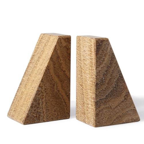 Karibiber Marble Bookends for Heavy Books, Decorative Book Ends for Shelves, Unique Marble Stone Durable and Heavy Book Ends for Hardback Books & CDS, Book Stopper/Holder, Set of 2(Moca Jade) - color: Moca Onyx