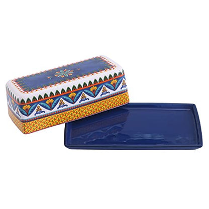 Bico Havana Ceramic Butter Dish with Lid, Wide Butter Keeper for Counter, Kitchen Countertop, Microwave and Dishwasher Safe - color: Havana