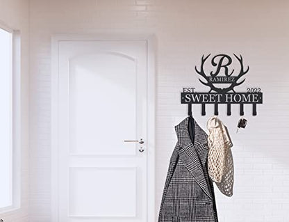 Key Hooks for Wall, Personalized Key Holder for Wall, Key Holder Coat Rack, Rustic Key Holder for Wall, Antler Key Holder Simple and Practical Key Hooks, Key Holder Wall Hanging, Custom Name Key Rack - color: Design 3