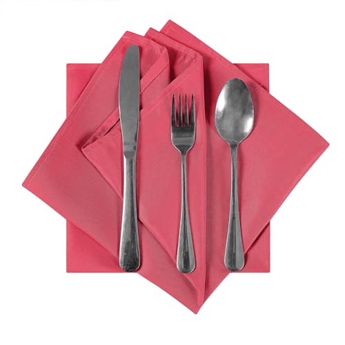Bailarina Cloth Napkins Set of 80,17x17 inches Dinner Napkins Cloth Washable,Polyester Square Table Cloth Napkin Bulk with Hemmed Edges Ideal for Banquets, Parties and Weddings-Red - color: Red