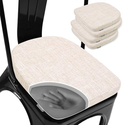 SINOSSO Memory Foam 14" Metal Chair Cushions 4 Pcs, Modern Interwoven Style Magnetic Chair Pads for Dining Kitchen Cafe Bistro Stackable Chair (U-Shape, Beige, 4) - color: Beige