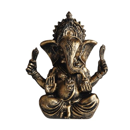 Indian God Lord Ganesha Statue, Ganesh Statue Elephant Buddha Ornament, Hindu Elephant Statue Ganesh Figurine Idol Buddha Sculptures for Home, Garden, Car (Bronze) - color: Bronze