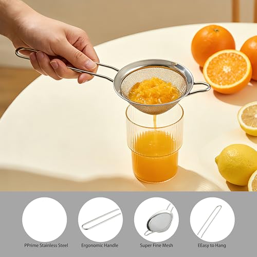 4PCS Fine Mesh Strainer, Mituer Stainless Steel Small Tea Cocktail Drink Strainers for Kitchen and Bar