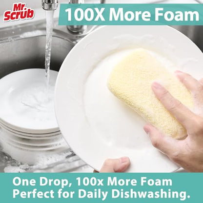 Mr. Scrub Sponges Kitchen Scrub Dish Sponge Scouring Pad, 6 Pack Cleaning Brush Scrubber Supplies for Soap, Dishwashing Dinnerware Sets Pan Pot Glass Dishwasher Sink Bathroom Towels Cloth Rags Holder - size: 6 Pack