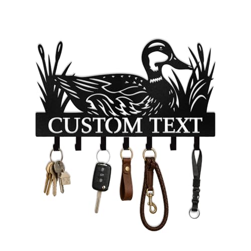 Personalized Key Rack for Wall with Family Name Custom Key Hanger for Kitchen Entryway Duck Metal Wall Mount Organize Rack Christmas Birthday Gifts for Family Husband Wife - color: Custom Duck Key Hooks