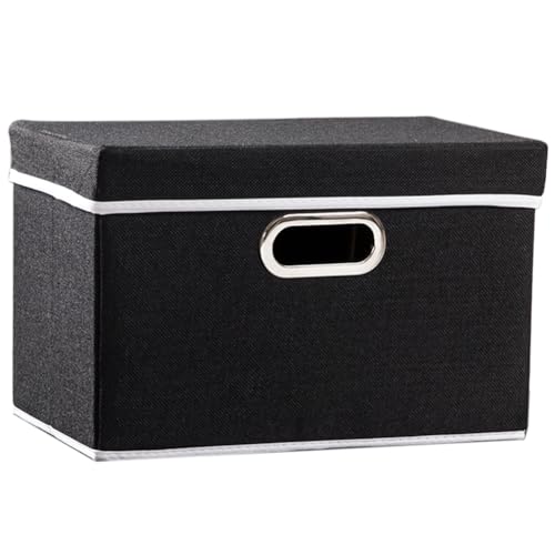 Foldable Storage Box with Lid [1-Pack] Fabric Collapsible Storage Bin Organizer Container Basket Cube with Cover for Home Bedroom Closet Office Nursery Black (14.9x9.8x9.8) - color: Black, size: M(1-Pack)