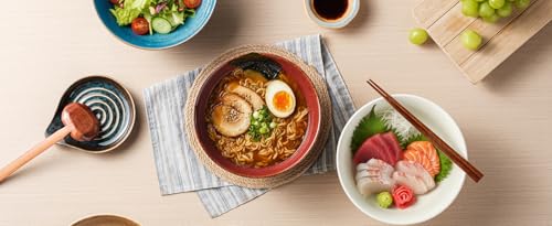 8 Inch Ceramic Ramen Bowl Set of 2, 40oz Japanese Bowls with Spoons & Chopsticks,Durable,Microwave & Dishwasher Safe,Perfect for Ramen,Pho,Salad,Soup,Noodles，Mixing bowls (Aurora Galaxy) - color: Aurora Galaxy