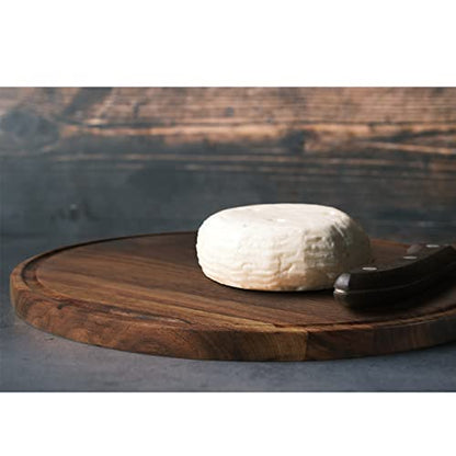 12" Round Walnut Wood Cutting Board for Kitchen | Wooden Chopping Board with Juice Grooves - size: 12"L x 12"W