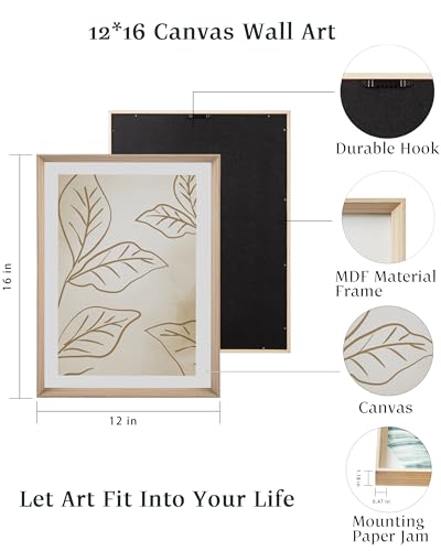 UPWOIGH Neutral Boho Line Art Framed Wall Art, 12 x 16 Inch, Set of 3 | Female Figure and Botanical Line Prints, Beige and Brown Earth Tones, Light Wood Frames for Bedroom, Office and Gallery Wall - color: Boho Brown