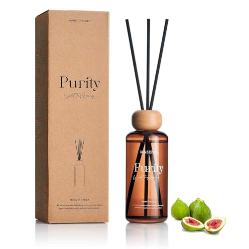 M&SENSE Reed Diffuser Set, Wild Fig Honey, 6.3 oz Natural Essential Oil | Non-Toxic Organic, Long-Lasting Fragrance, Ideal for Living Room, Dining Room, Gifts for Women - color: Wild Fig & Honey
