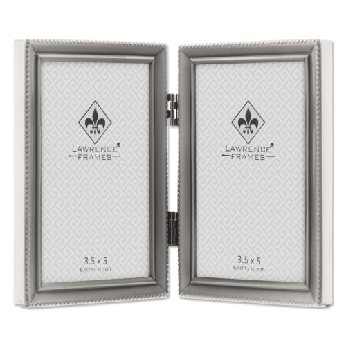 Lawrence Frames Bead Border Design, 3.5x5 Double, Pewter - color: Pewter, size: 3.5x5 Double