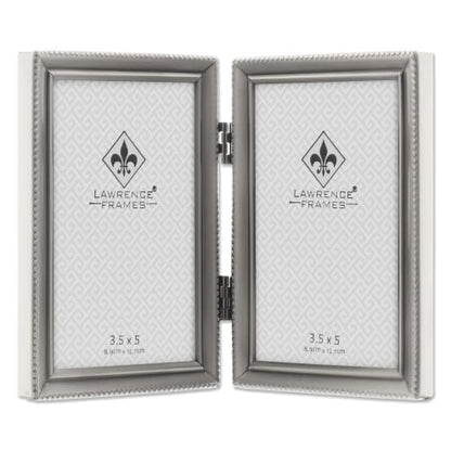 Lawrence Frames Bead Border Design, 3.5x5 Double, Pewter - color: Pewter, size: 3.5x5 Double