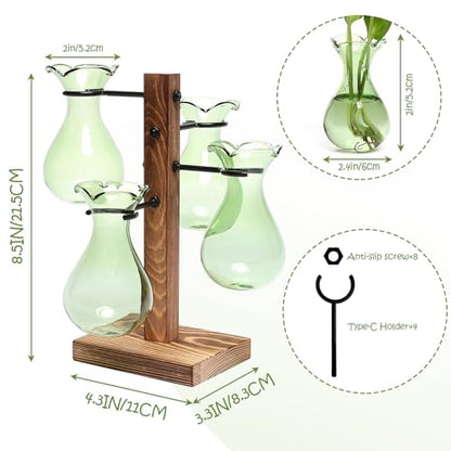 Plants Propagation Stations Bulb Glass Propagation Birthday Gift for Women | Garden Plant Lovers - 4 Bulb - color: Green
