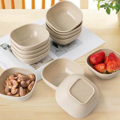 SHECIPIN 12 Pack Unbreakable Dipping Bowls, 4.5 OZ Soy Sauce Dishes,Wheat Straw Small Dessert Bowls,Small Prep Bowls，Dipping Sauce Cups, Dip Bowls for Side Dish, Snacks, BBQ，Ketchup (Beige - color: 12piece Beige