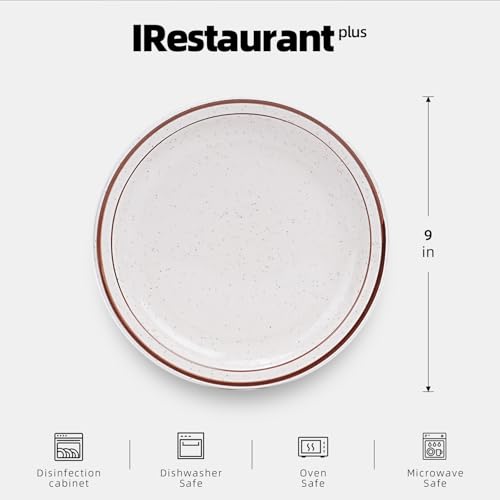 Stoneware Narrow Rim Commercial Grade Dinnerware Brown Speckle, Plate 9", Case of 24 - color: Brown Speckle, size: Plate 9"