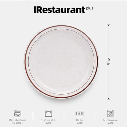 Stoneware Narrow Rim Commercial Grade Dinnerware Brown Speckle, Plate 9", Case of 24 - color: Brown Speckle, size: Plate 9"