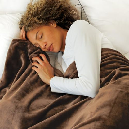 NANPIPER Queen Size Blanket - Lightweight Soft Fleece for Adults All-Season Coffee Brown 90"x90" - color: Chocolate, size: Queen