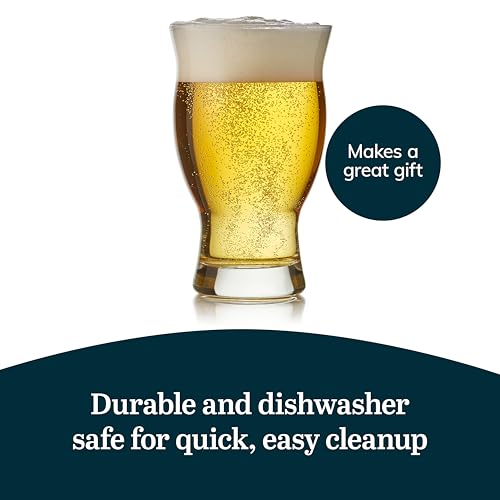 Libbey Craft Brews Nucleated Pint Beer Glasses, Dishwasher Safe Pint Glasses Set of 4 for Light Beers, Stouts, Laser Etching Nucleated Beer Glasses - color: Nucleated Pint 4