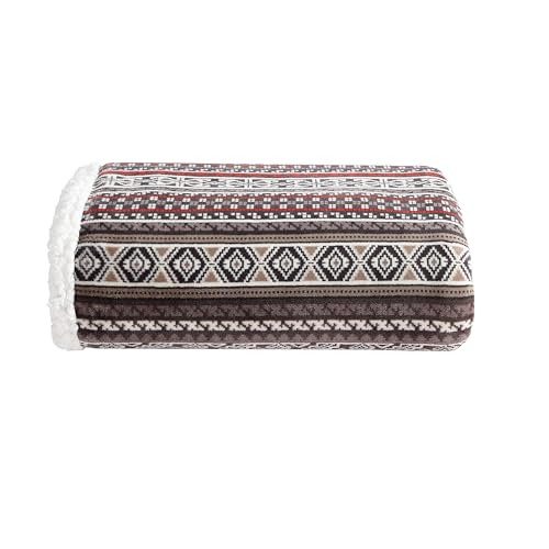 Eddie Bauer - Throw Blanket, Brushed Fleece & Plush Sherpa Soft Bedding, Blanket for Couch & Bed (Sycamore Red, 50" x 60") - color: Sycamore Red, size: 50" x 60"