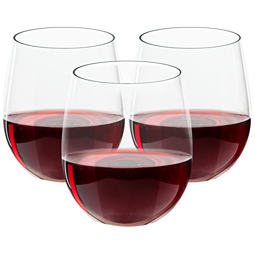 FOCUSLINE 32 Pack Plastic Wine Glasses Stemless, 12 Oz Crystal Clear Disposable Wine Cups, Reusable Plastic Wine Glasses for Parties Weddings, Shatterproof Recyclable and BPA-Free - color: 12OZ-32-CLEAR