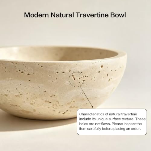 WILD WORKS Natural Travertine Bowl, 6"Stone Decorative Bowls, Catchall Tray
