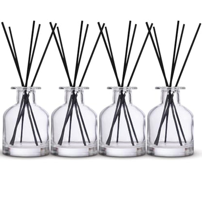 4 Pack Perfume Reed Diffuser Bottle,Empty Big Belly Aromatherapy Essential Oil Bottles Glass Jar with Black Sticks for DIY Fragrance Replacement Diffuser Sets (150ml/ 5 oz, Transparent Color) - color: Transparent( 5 Oz )