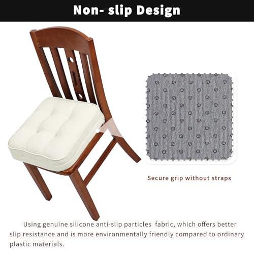 GOFORIT Memory Foam Cushion，Square Seat Cushions for Dining Chairs,Non-Slip Chair Pads with Removable Cover, 16'' x 16'', Off White - color: Off White